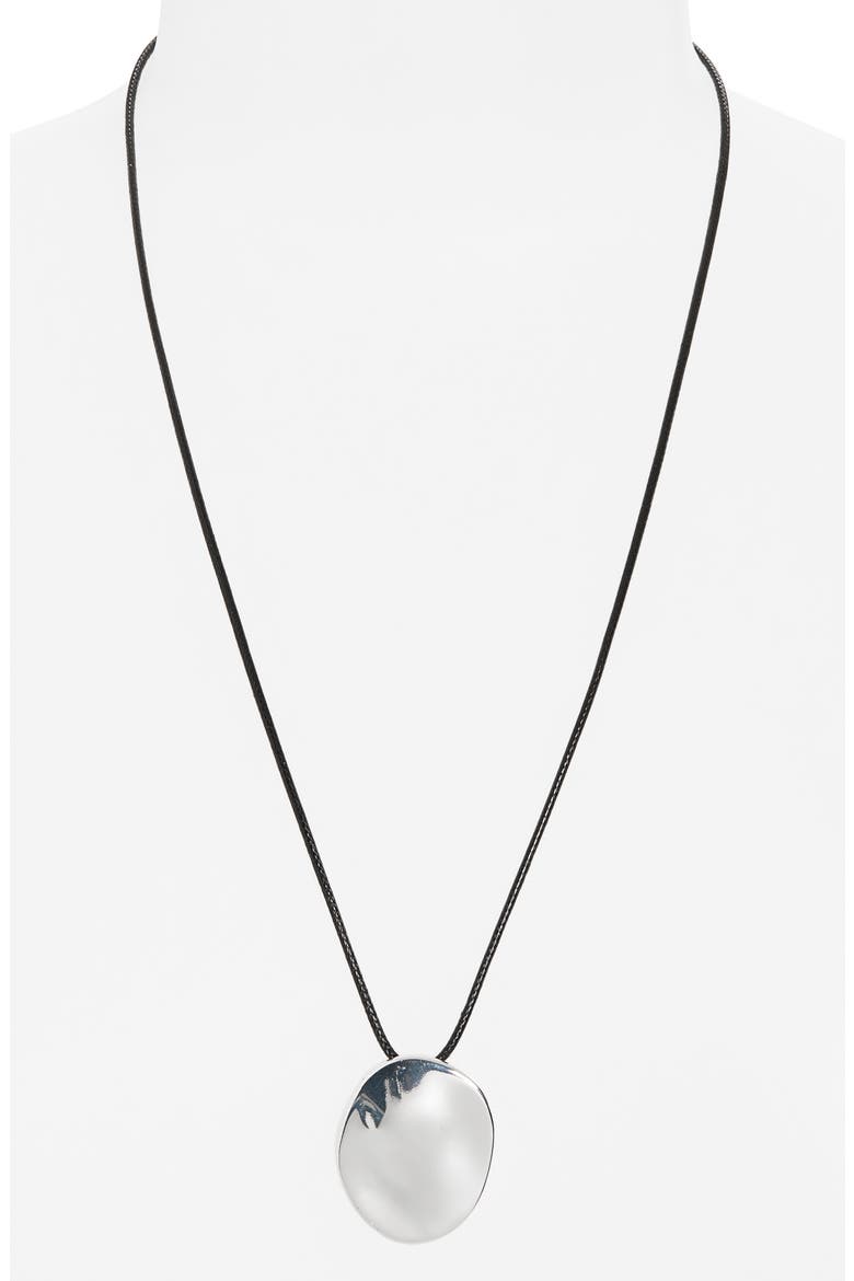 Waverly Oval Pendant Cord Necklace, Alternate, color, SILVER