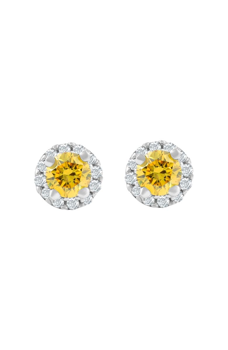 Bliss Diamond 1/4 Ct Halo Fancy Lab Grown Diamond Studs 10K Gold, Main, color,