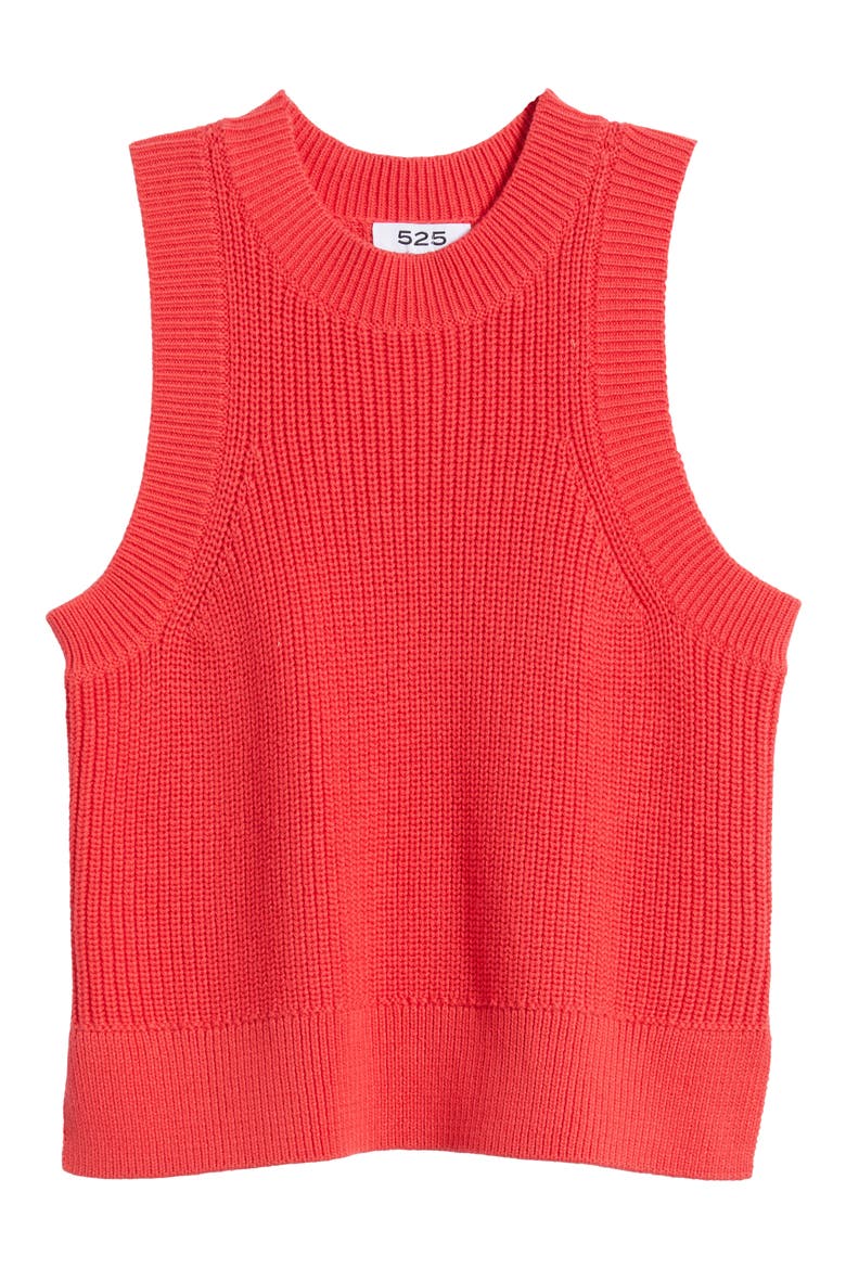 Demi Cotton Sweater Vest, Alternate, color, TOMATO