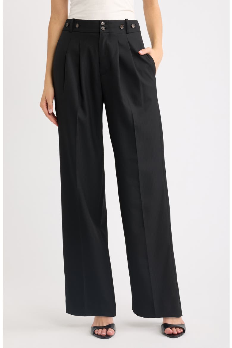 Olivia Wide Leg Pleated Pants, Main, color, BLACK