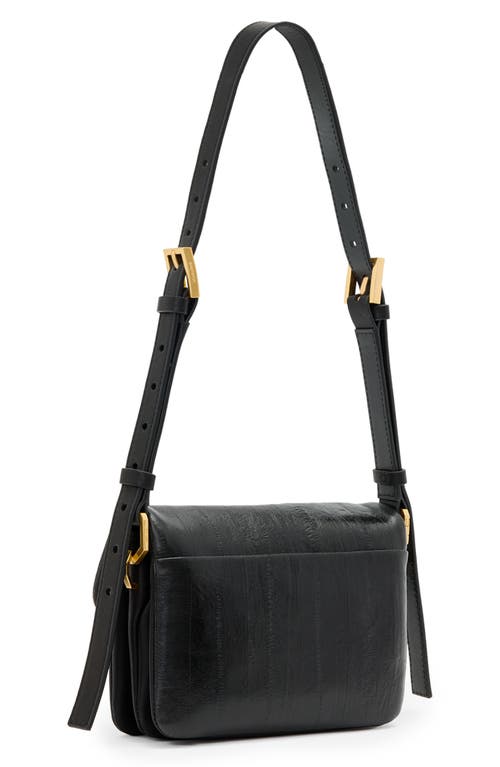 Allsaints Jupiter Eel Skin Embossed Leather Crossbody Bag In Black