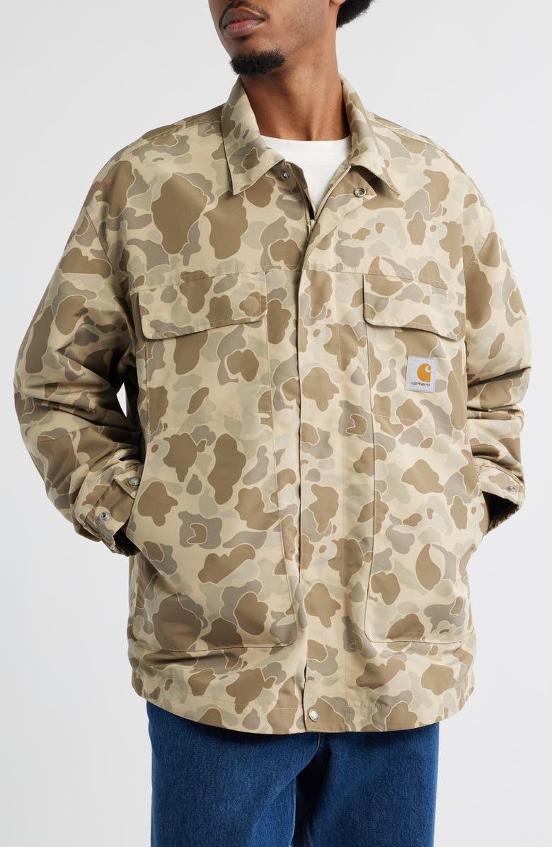 Carhartt Work In Progress Liam Camo Poplin Jacket, Alternate, color, 