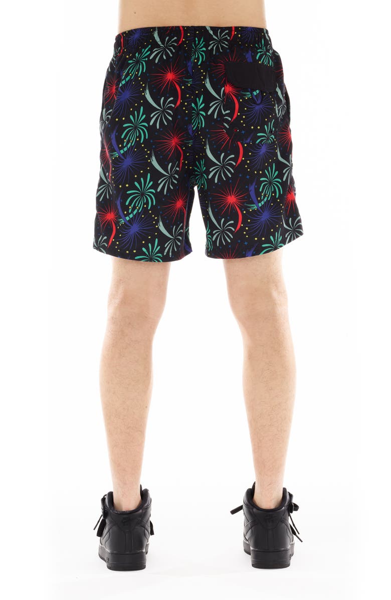 Cult of Individuality Fireworks Print Swim Trunks, Alternate, color, 