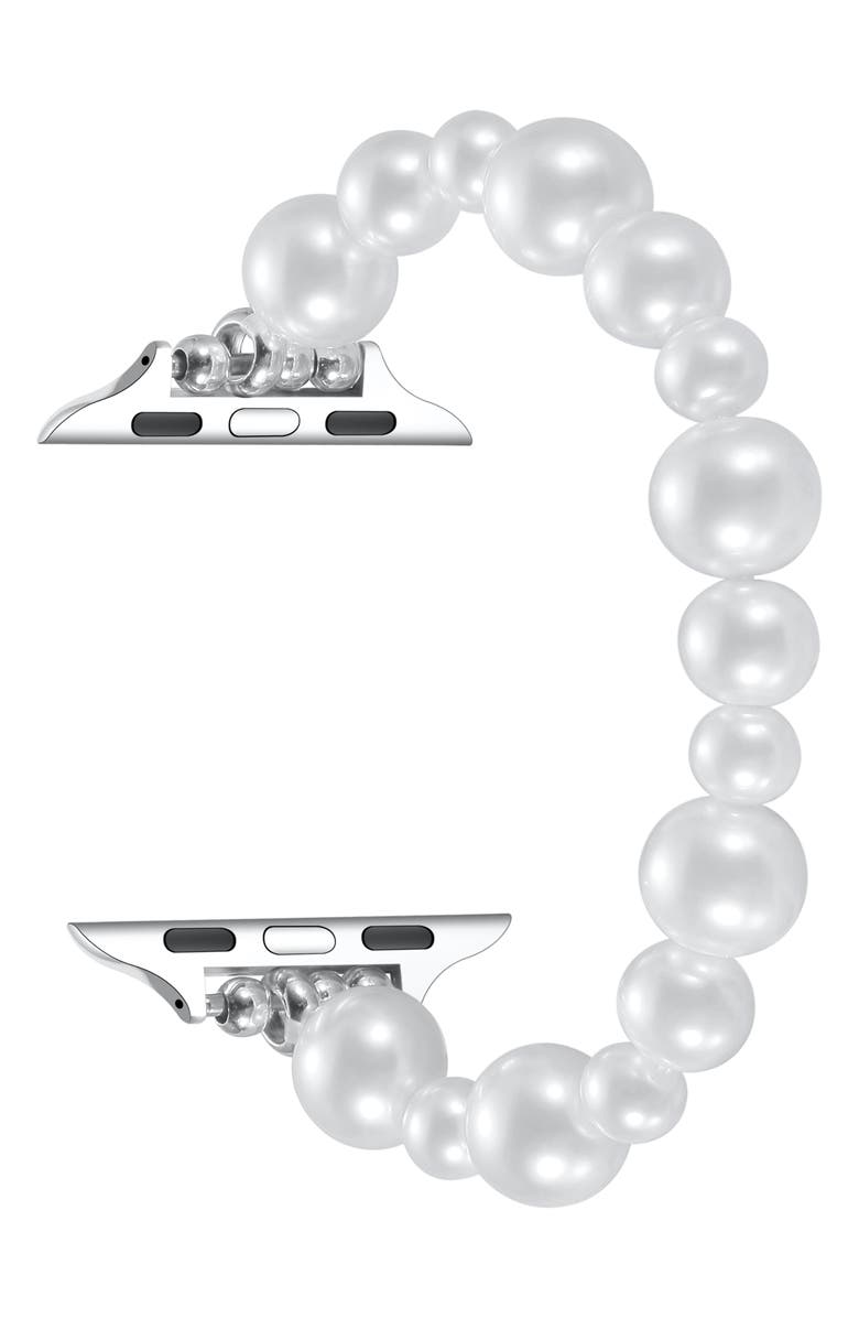 The Posh Tech Maeve 42mm Imitation Pearl Apple Watch<sup>®</sup> Bracelet Watchband, Alternate, color, White