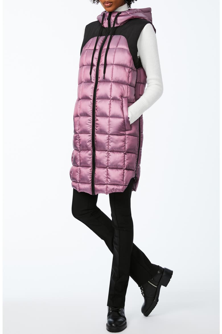 Box Quilt Long Hooded Vest, Alternate, color, MAUVE ORCHID