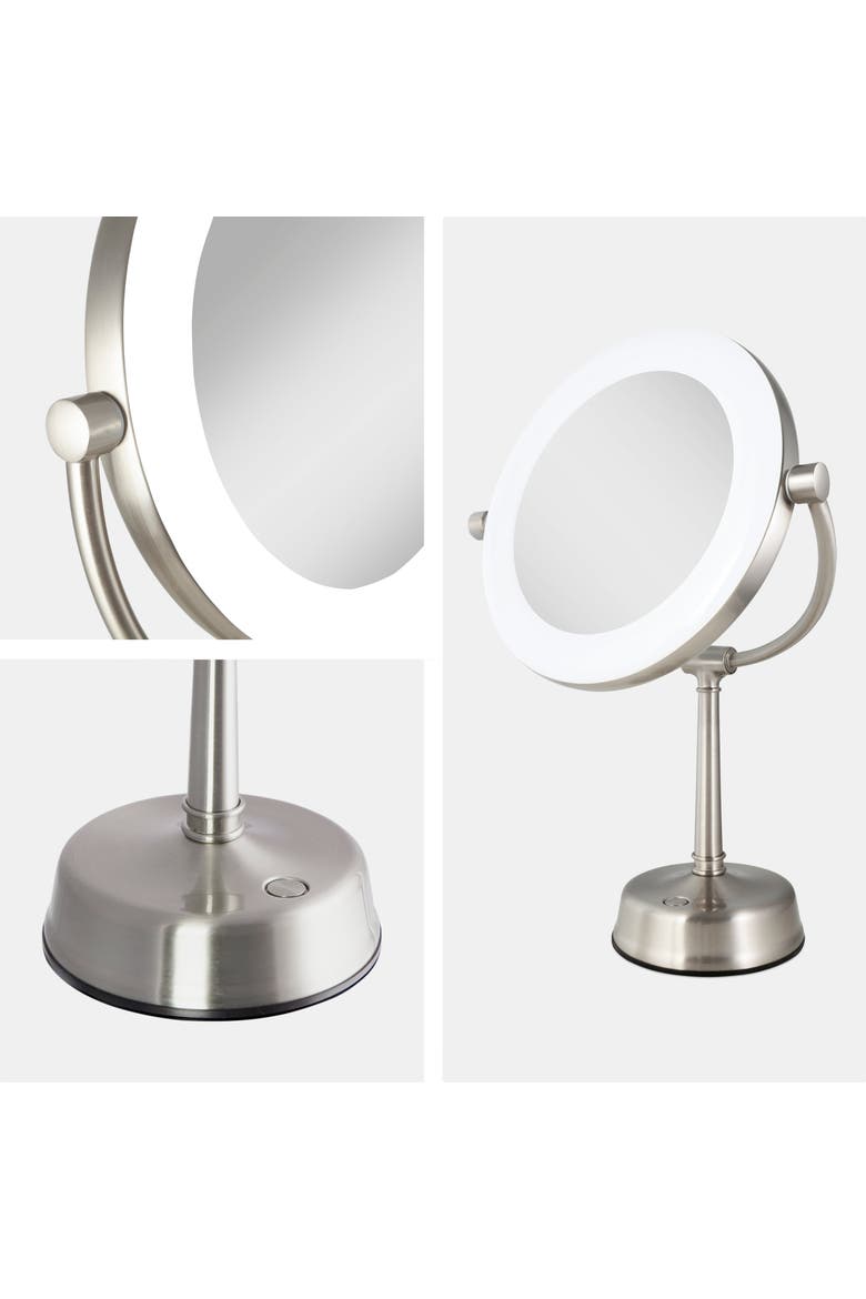 Lexington Lighted Makeup Mirror with 10X/1X Magnification, Alternate, color, Satin Nickel