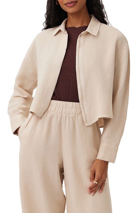 Oversize Crop Linen Blend Shacket