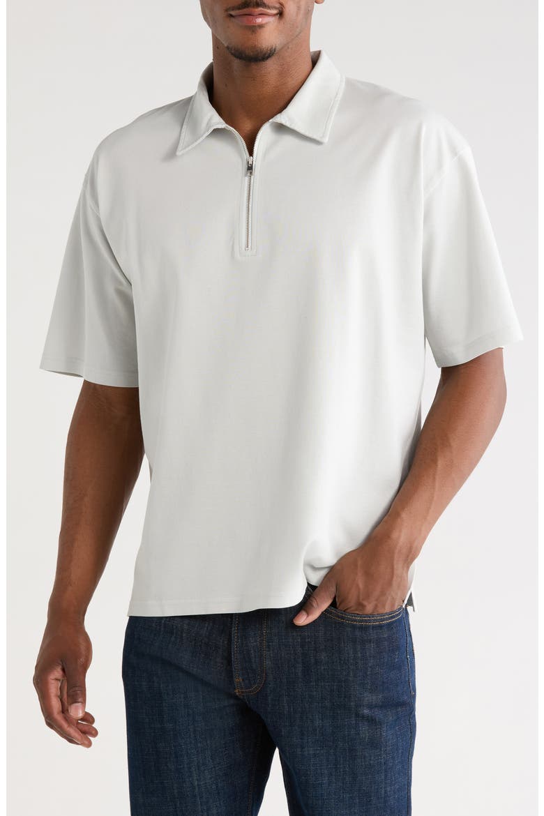 Half Zip Piqué Mercerized Cotton Polo, Main, color, PALE BLUE