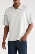 FRAME Half Zip Piqué Mercerized Cotton Polo