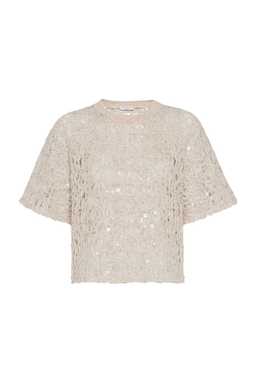 Brunello Cucinelli Dazzling Croc Embroidery T-shirt In Neutral