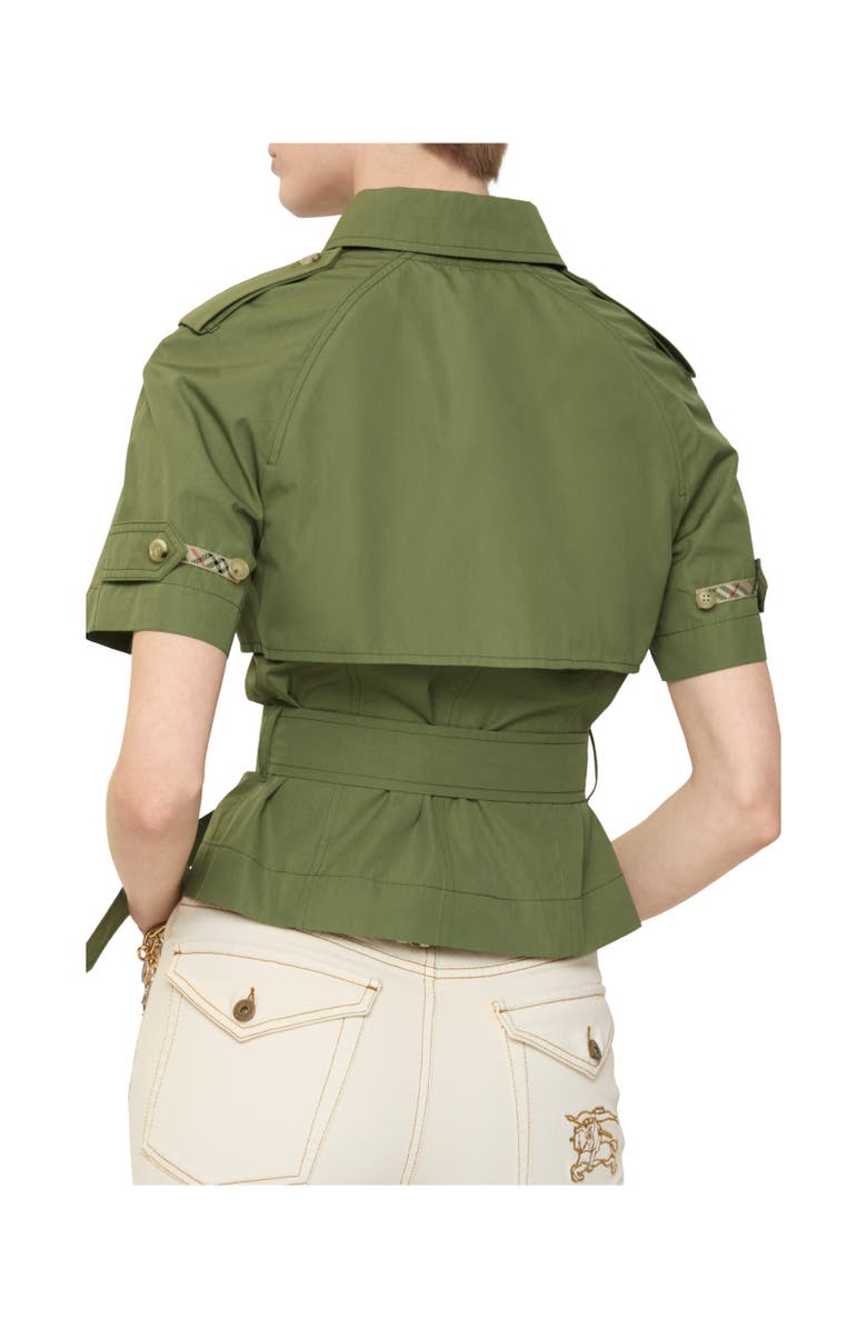 Burberry Cropped Cotton Poplin Trench Shirt, Alternate, color, Pasture Green