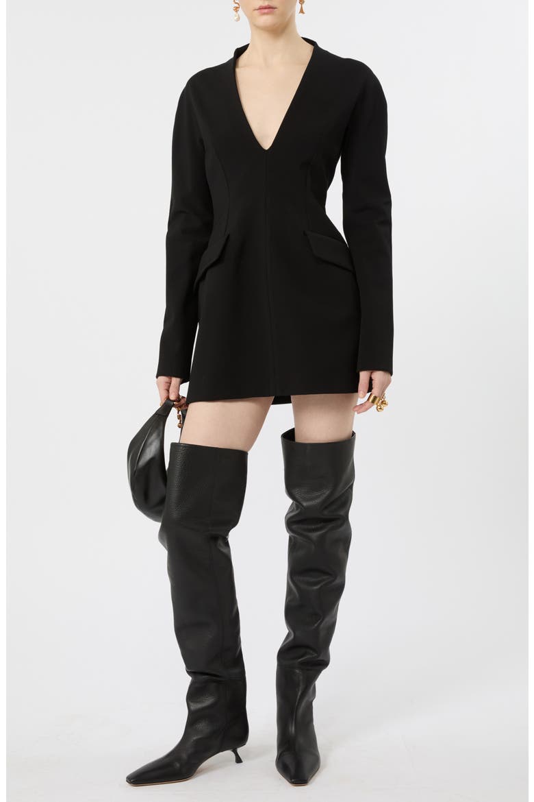 Plunging V-Neck Minidress, Alternate, color, BLACK