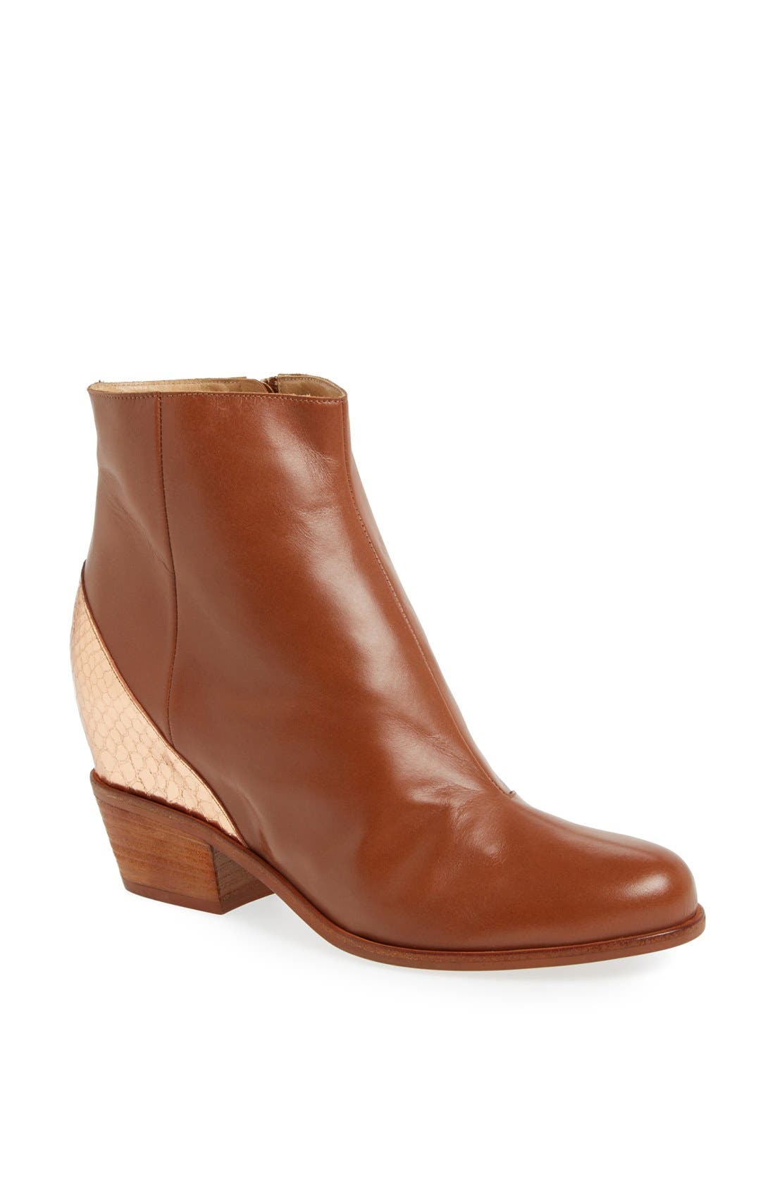 Wedge Bootie, Main, color, AMBER/ COPPER LEATHER