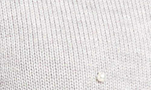 Karen Kane Faux Pearl Embellished Crewneck Cardigan In Gray