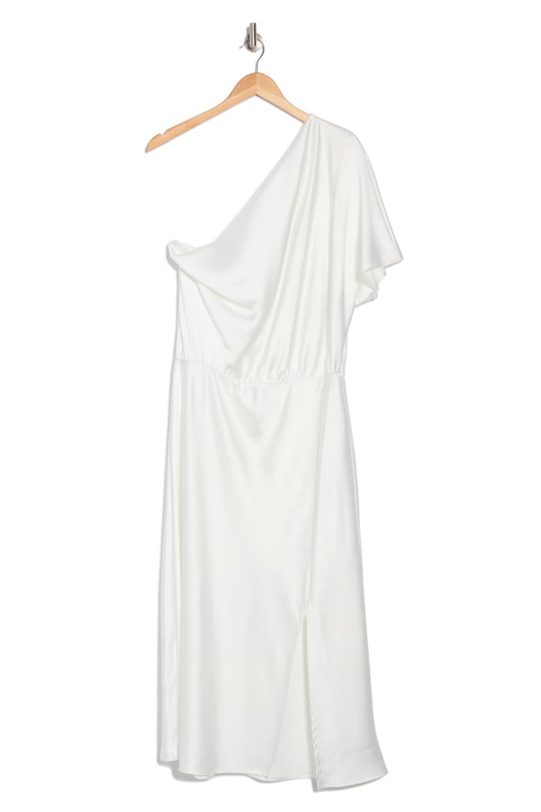 Satin One-Shoulder Dress, Alternate, color, IVORY