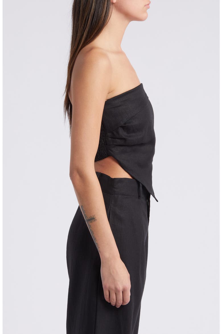 Antibes Stripe Strapless Linen Knit Top, Alternate, color, BLACK