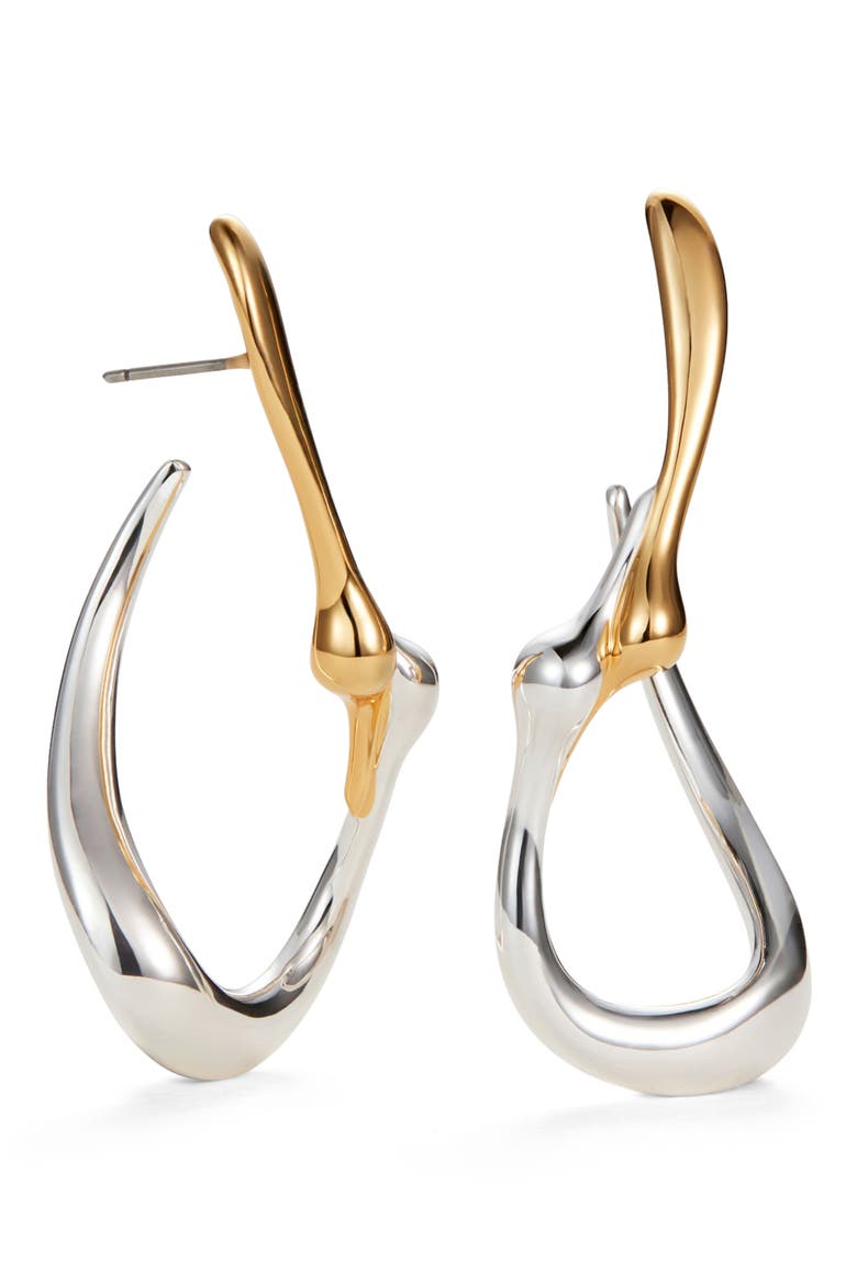 Egret Hoop Earrings, Alternate, color, TWO-TONE