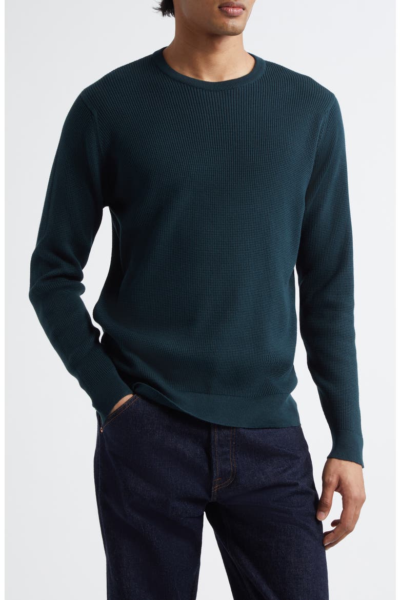 Calix Thermal Stitch Sea Island Cotton Sweater, Main, color, RAINFOREST