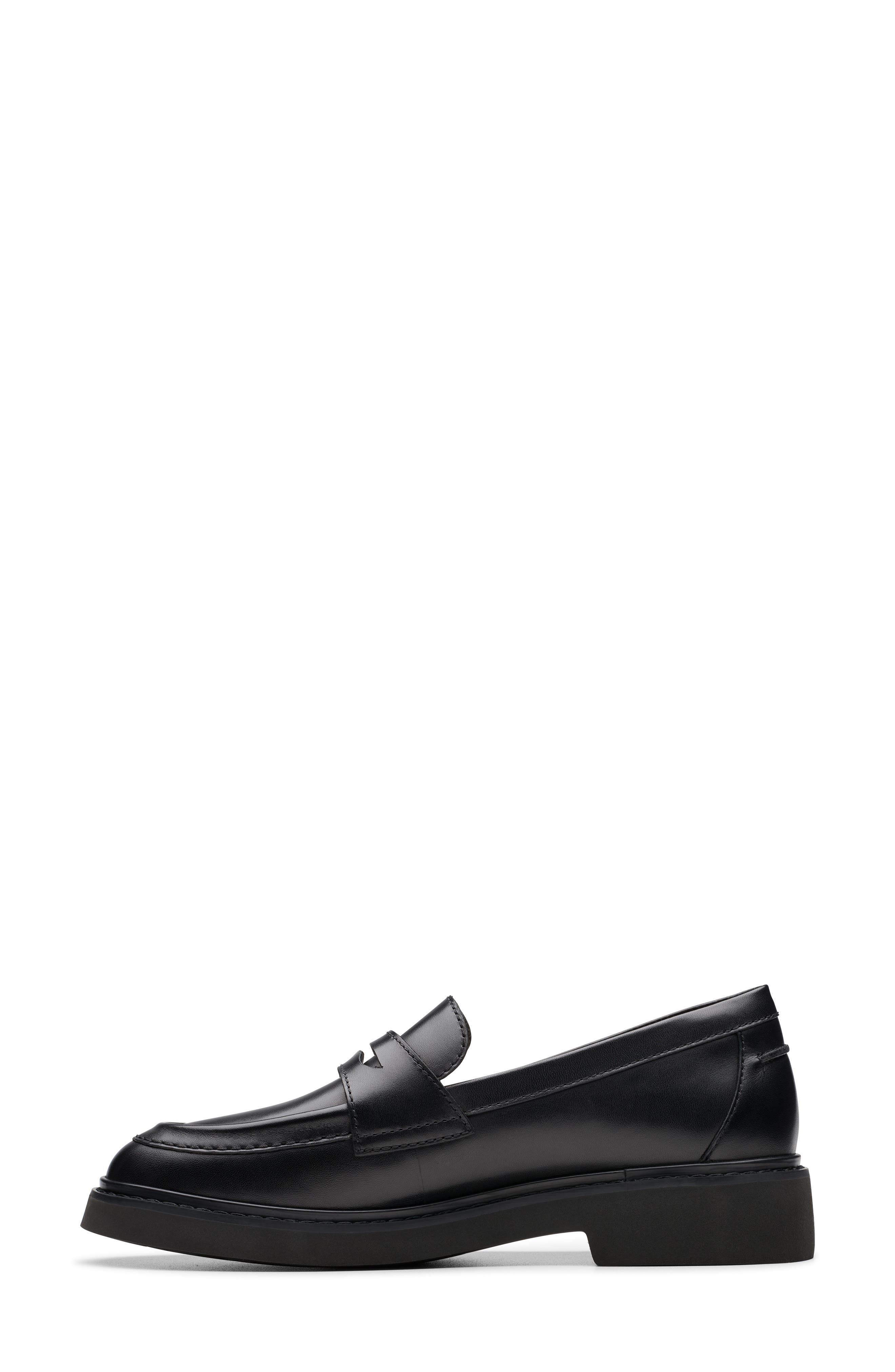 Clarks<sup>®</sup> Splend Edge Penny Loafer, Alternate, color, Black Leather