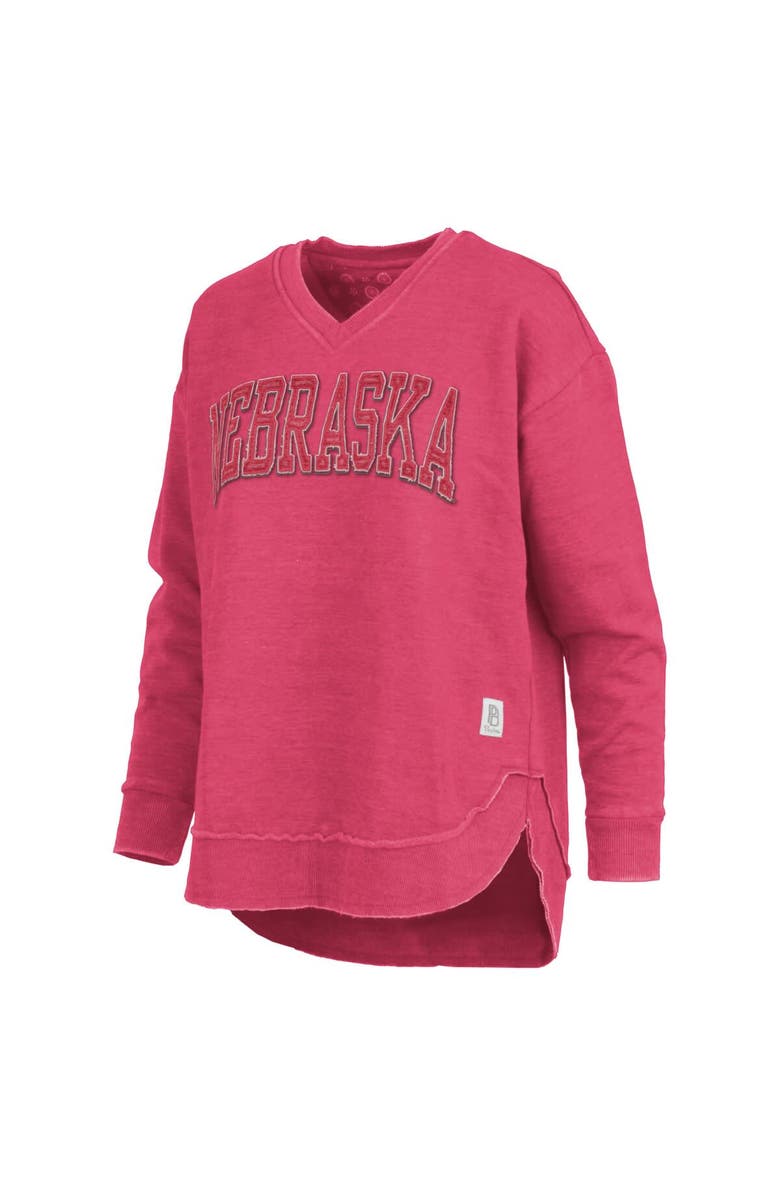 PRESSBOX Women's Pressbox Scarlet Nebraska Huskers Westin Poncho V-Neck Pullover Sweatshirt, Alternate, color, Scarlet
