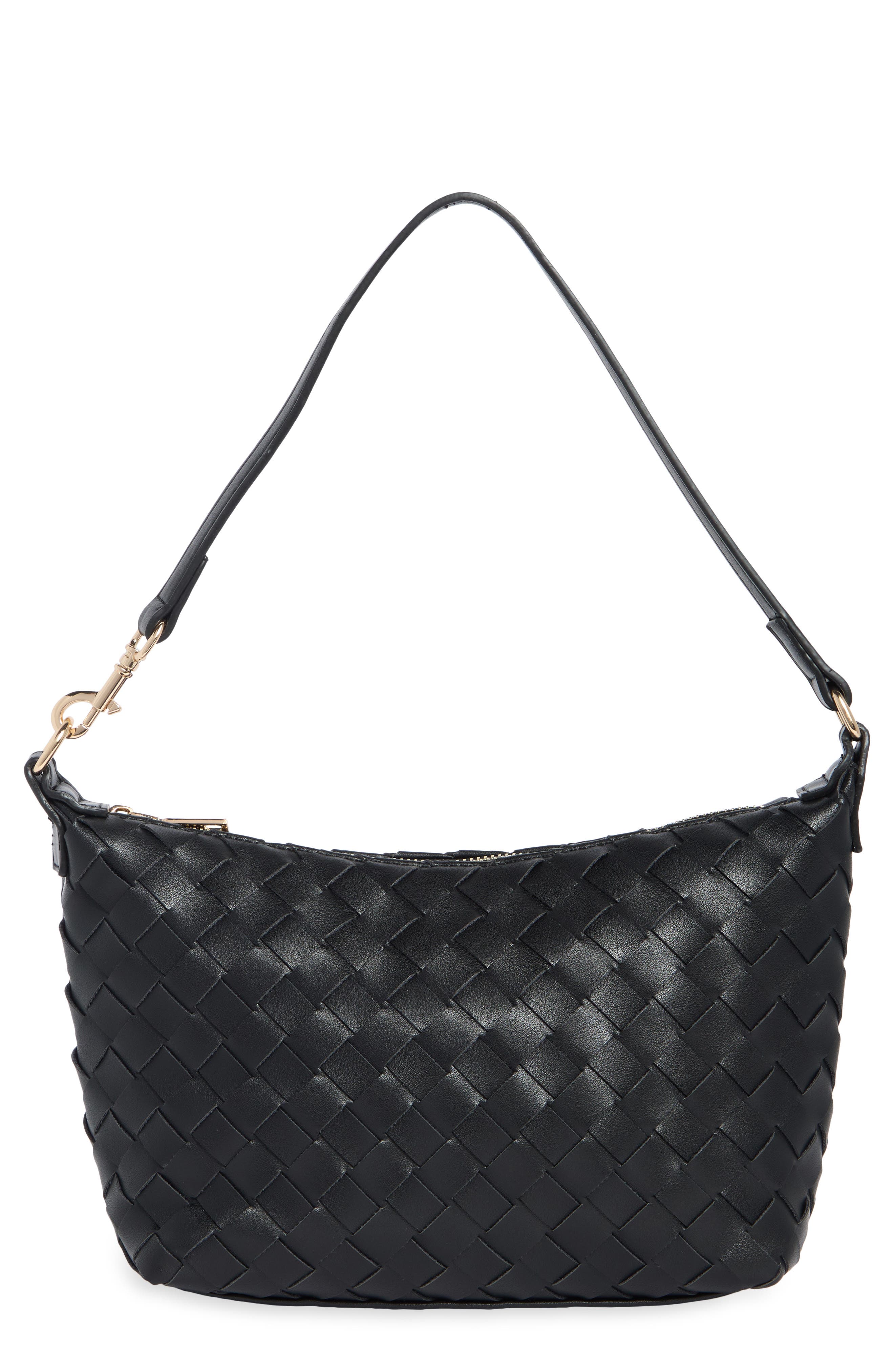 URBAN EXPRESSIONS HANDBAGS Faux Leather Woven Crossbody Bag, Main, color, Black