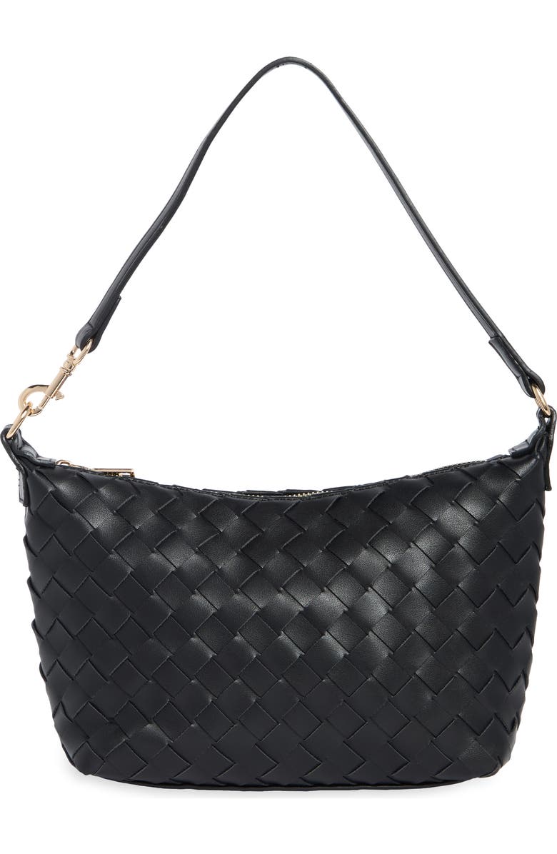 URBAN EXPRESSIONS HANDBAGS Faux Leather Woven Crossbody Bag, Main, color, Black