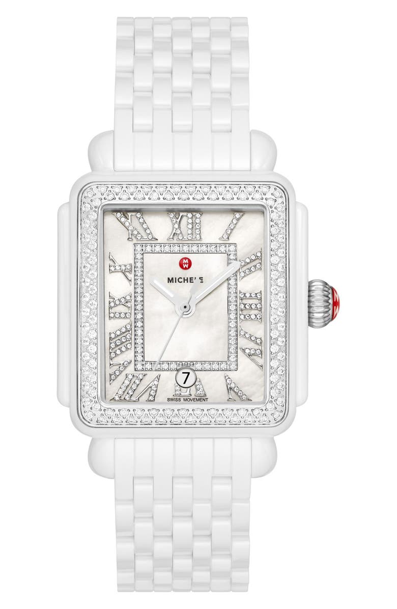 MICHELE Deco Madison Diamond Bracelet Watch, 33mm, Main, color, 