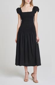 WAYF Cassidy Smock Bodice Midi Sundress