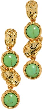 Alexis Bittar Brut Reconstituted Turquoise Coin Linear Drop Earrings