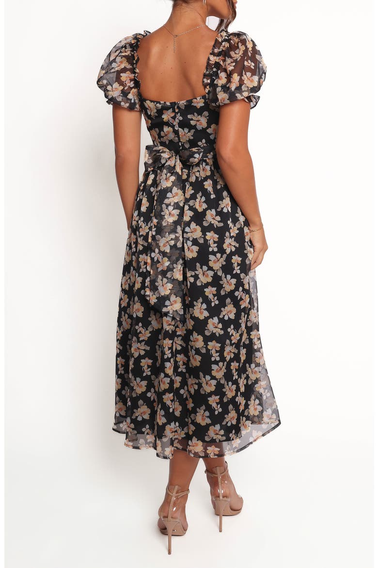 Farryn Floral Puff Sleeve Dress, Alternate, color, BLACK BEIGE FLORAL