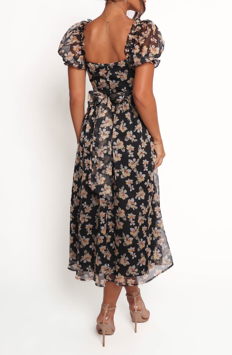 Petal & Pup Farryn Floral Puff Sleeve Dress, Alternate, color, Black Beige Floral