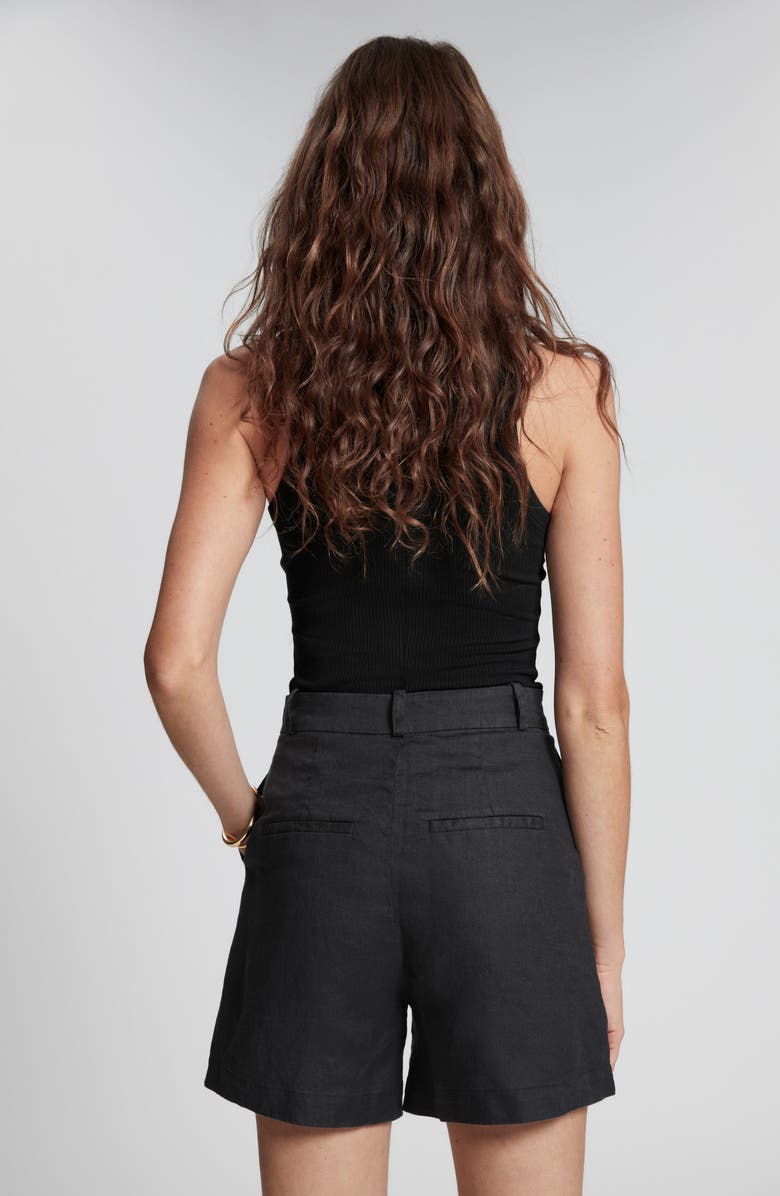 & Other Stories High Waist Linen Shorts, Alternate, color, Black