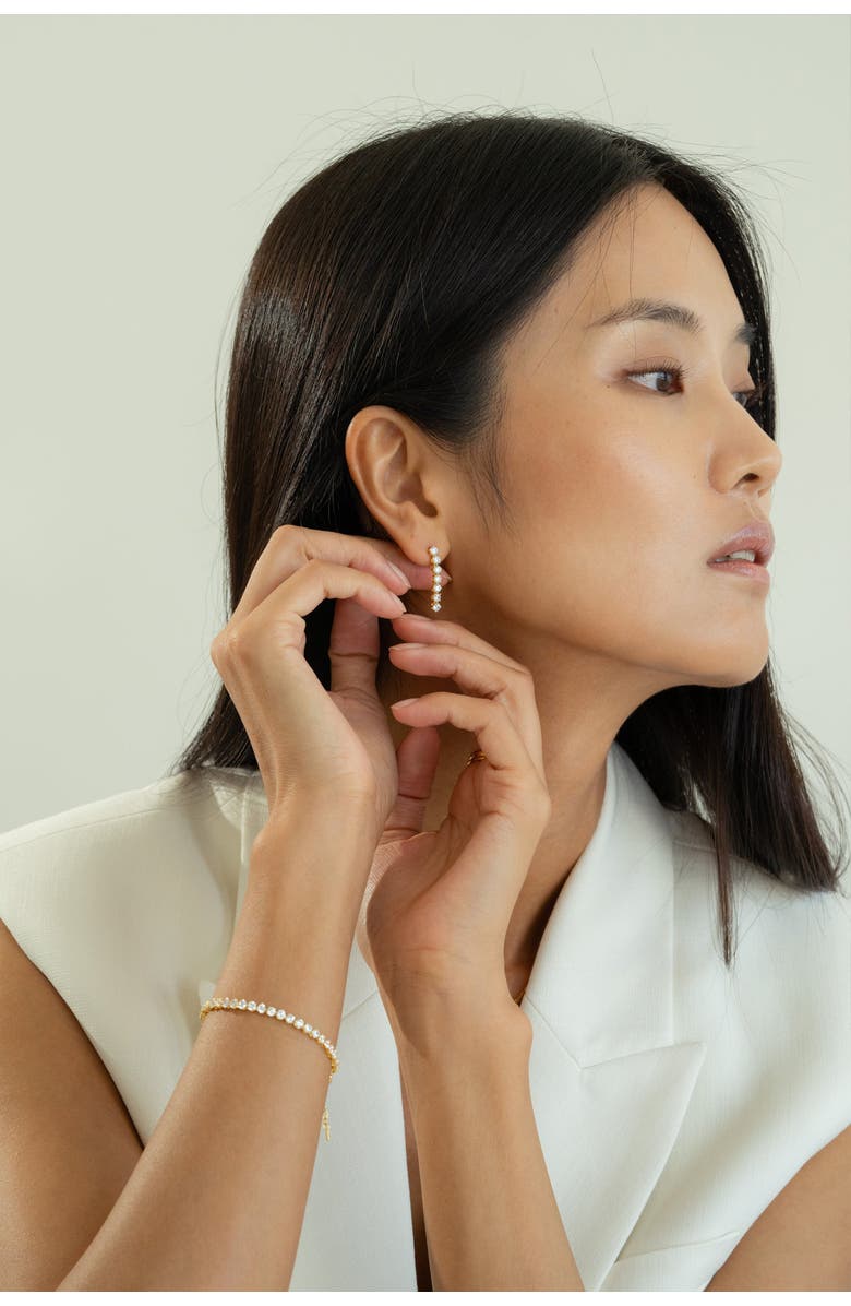 Bearfruit Jewelry Sterling Silver 18k Gold Plated Josephine Tennis Earrings Statement, Alternate, color, Gold