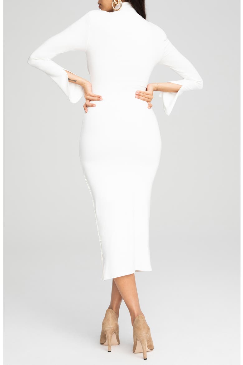 Ribbed Mock Neck Long Sleeve Midi Dress, Alternate, color, IVORY