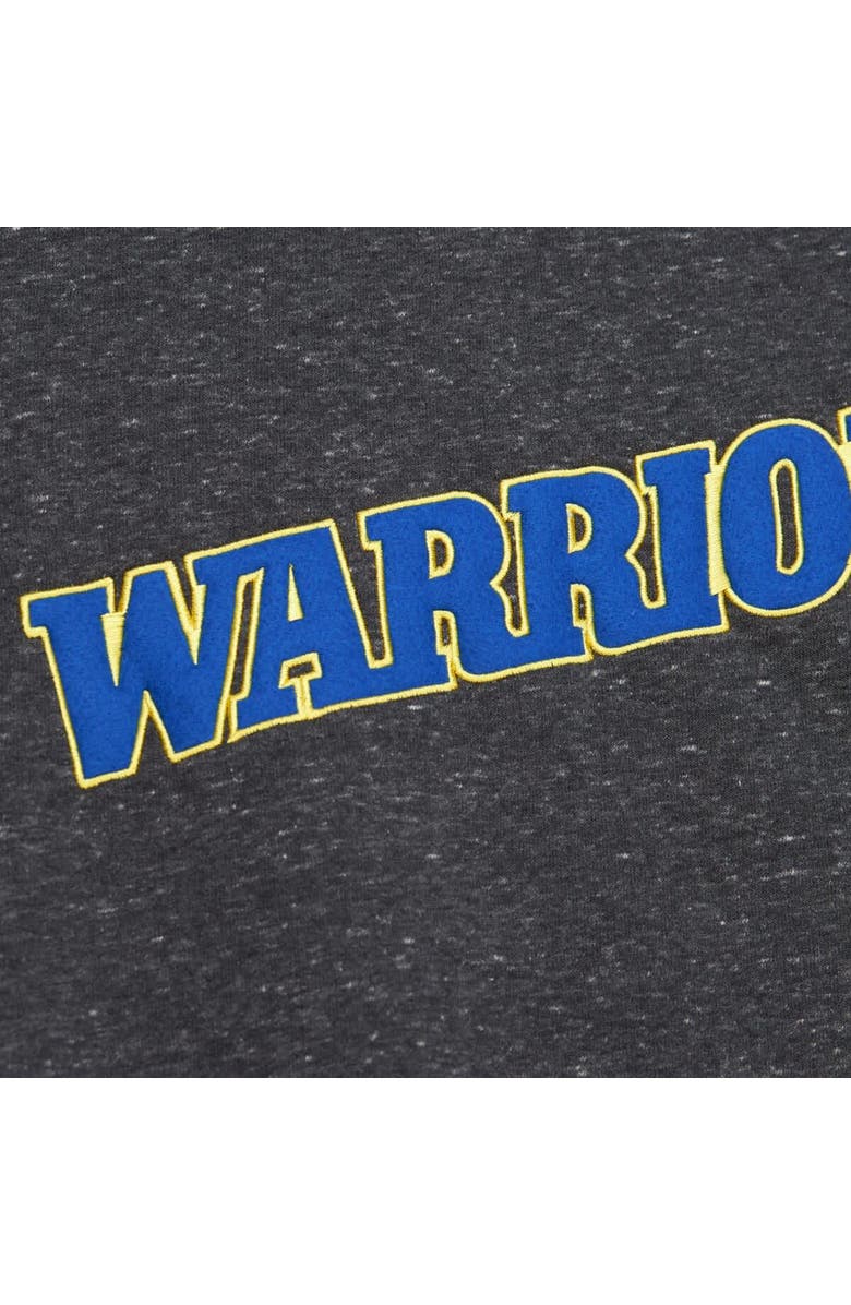 Mitchell & Ness Men's Black Golden State Warriors Mitchell & Ness Black Out Collection Snow Washed Vintage Logo Pullover Sweatshirt, Alternate, color, Black
