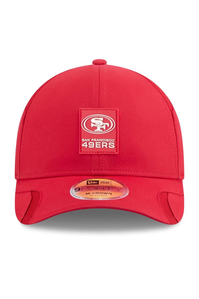 Men's New Era Scarlet San Francisco 49ers 2025 Sideline  M-Crown 9FORTY Adjustable Hat, Alternate, color, Scarlet