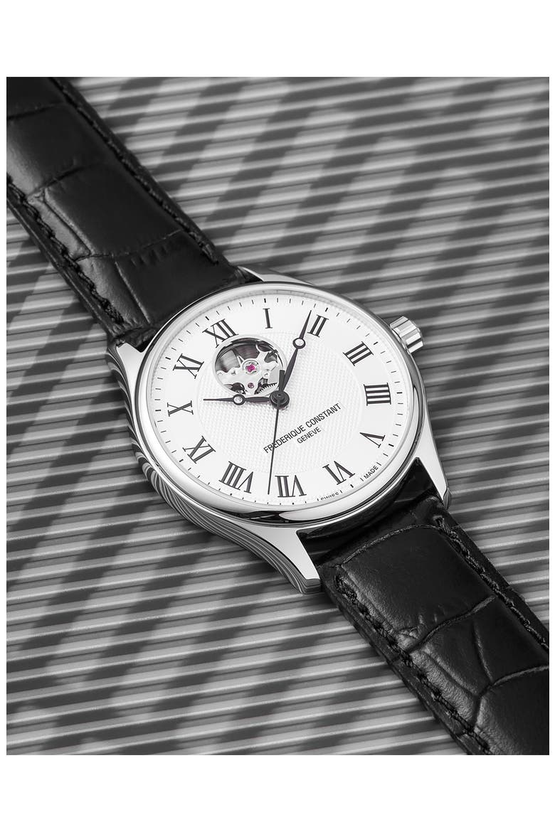 Classics Heartbeat Automatic Leather Strap Watch, 40mm, Alternate, color, SILVER-TONE