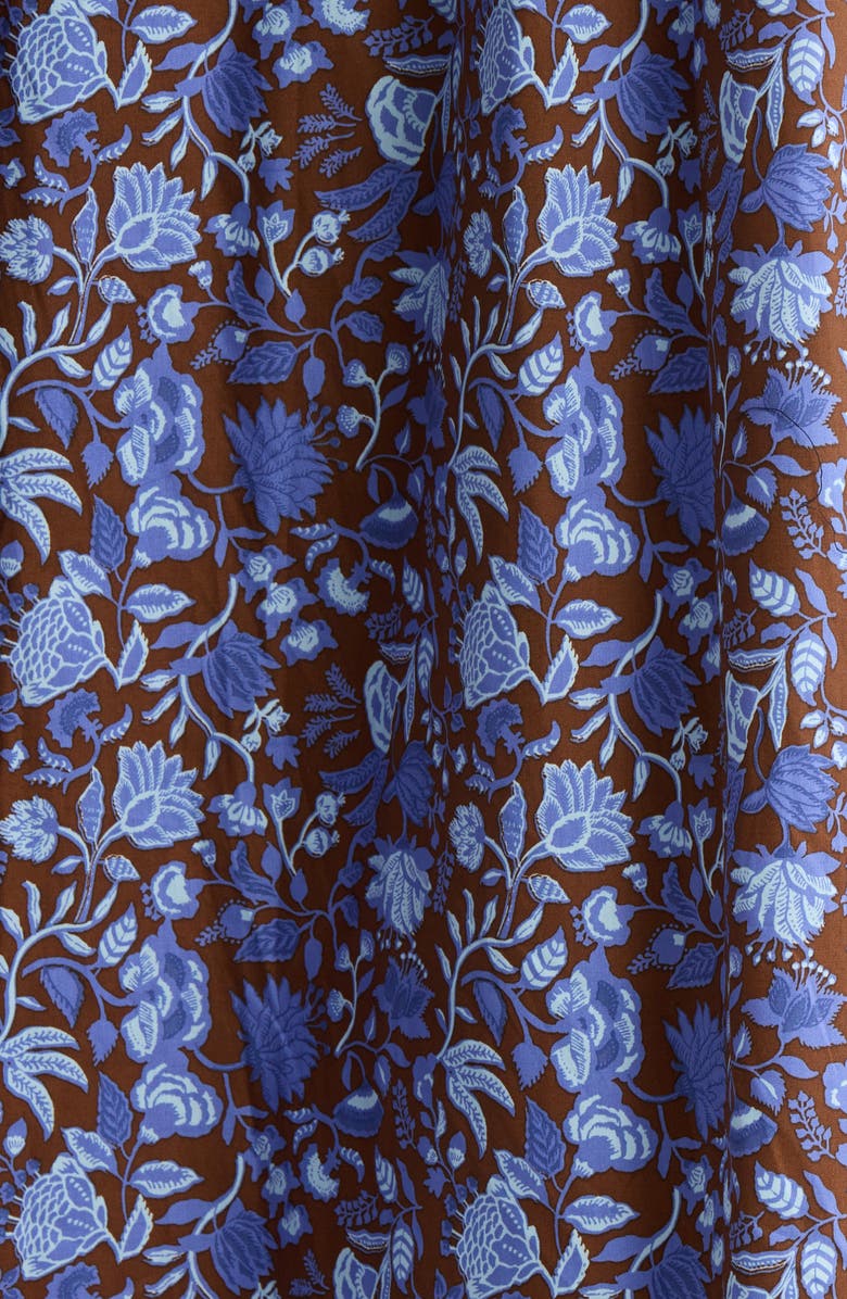 SUGARLIPS Bruceton Floral Print Smocked Dress, Alternate, color, Brown-Blue