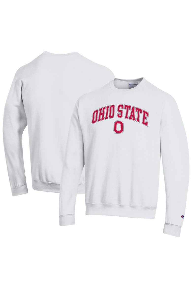 Men's Champion  White Ohio State Buckeyes Arch Over Logo Pullover Sweatshirt, Main, color, White
