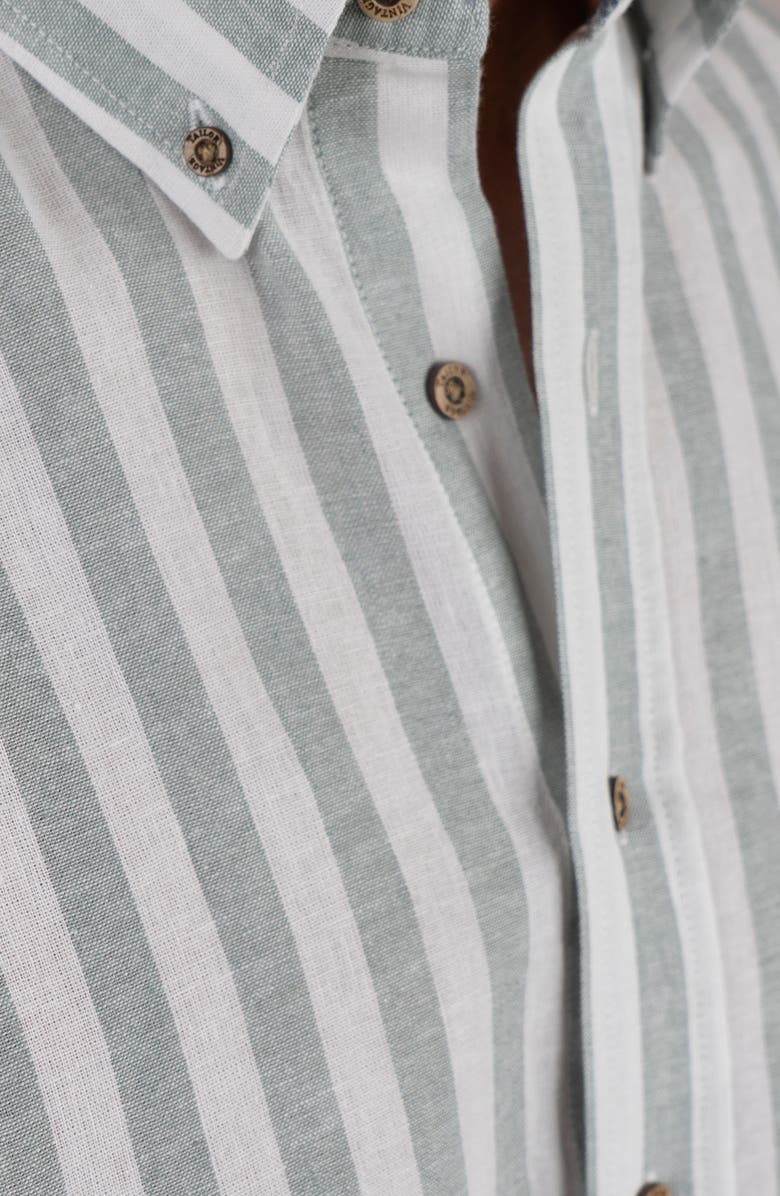 Tailor Vintage Stripe Short Sleeve Linen Button-Down Shirt, Alternate, color, 