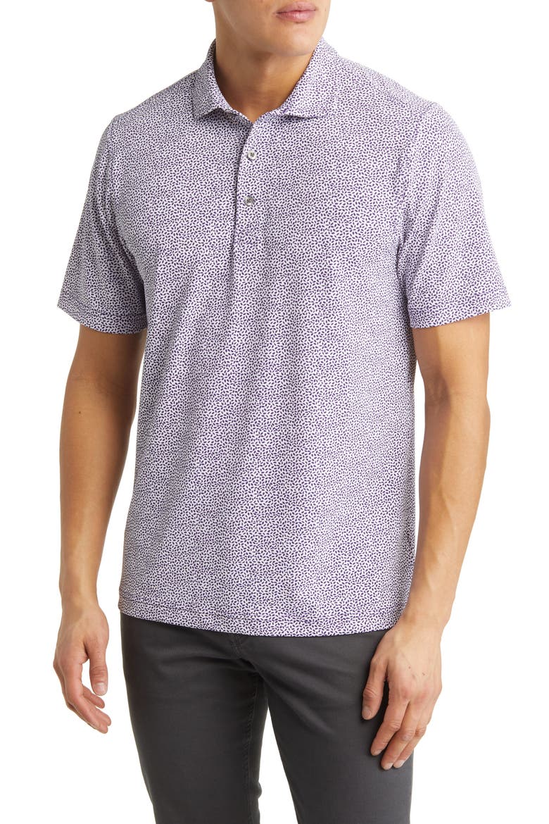 Virtue Piqué Botanical Print Polo, Main, color, COLLEGE PURPLE
