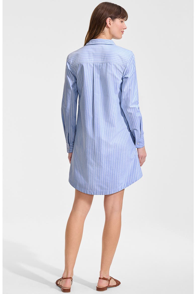 Linen Long Sleeve Button Front Shirt Dress, Alternate, color, Blue/White Stripe