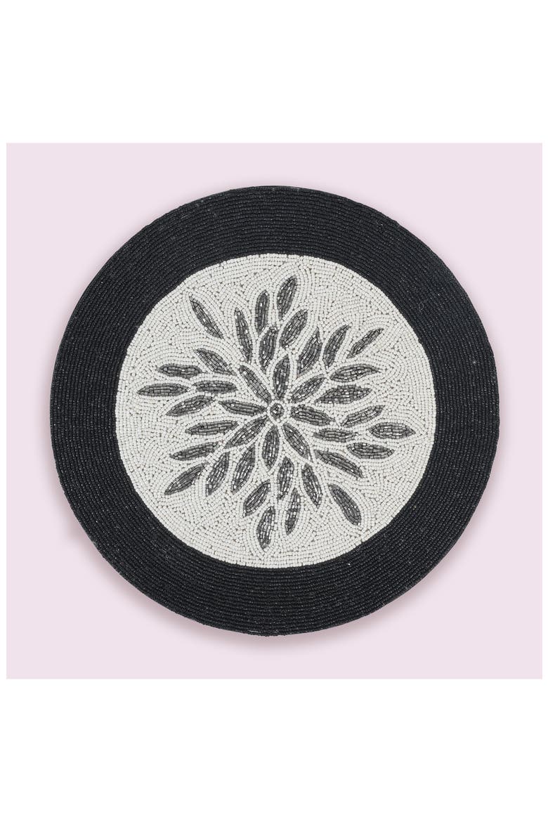 Beaded Placemat, Alternate, color, IVORY/ BLACK