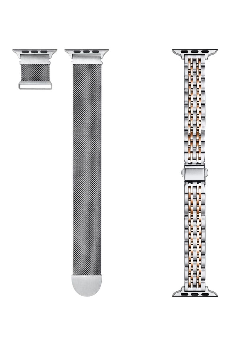 Assorted 2-Pack Stainless Steel Apple Watch® Watchbands, Main, color, ROSE GOLD / STARBURST