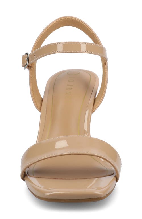 Journee Collection Clayr Wedge Sandal In Patent/beige