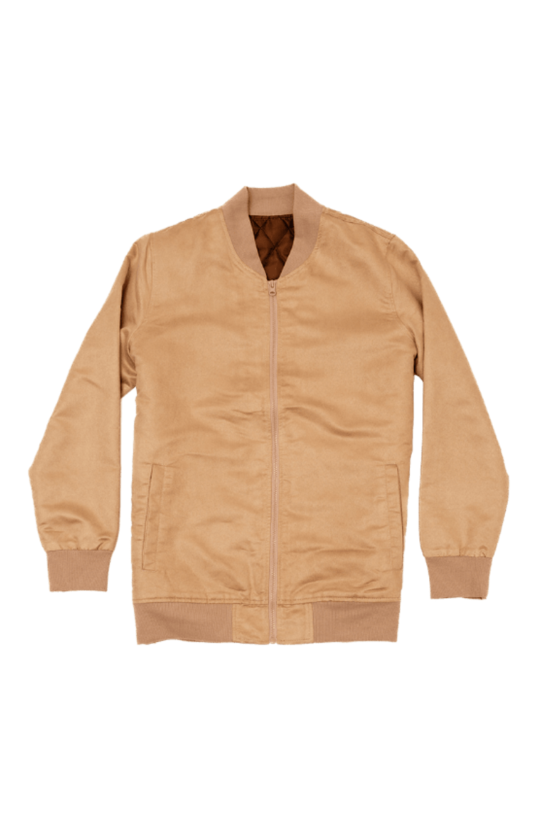 Beige Microfiber Suede Bomber Jacket