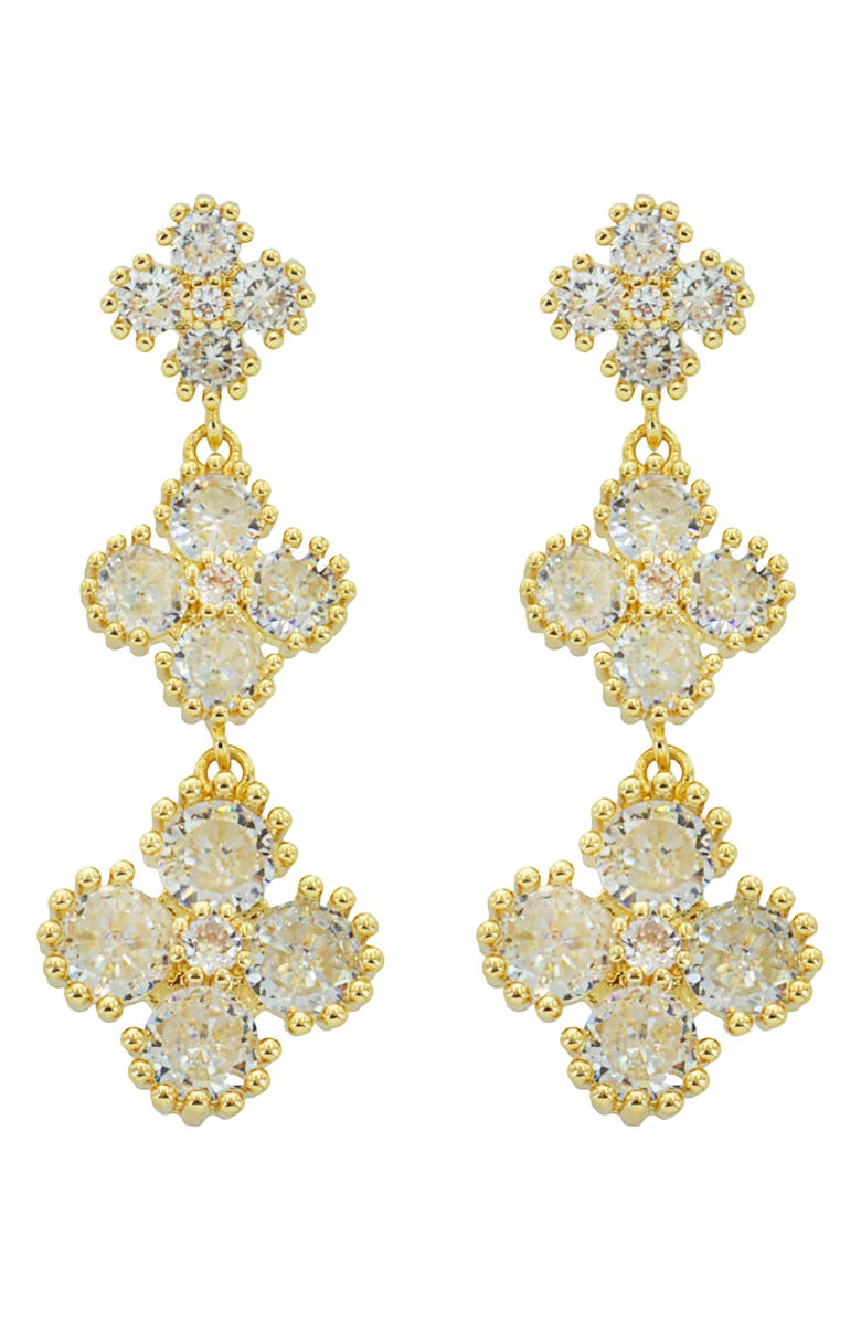 Panacea Crystal Clover Linear Drop Earrings, Main, color, Gold