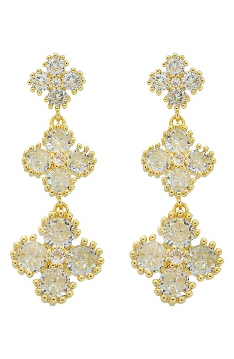 Crystal Clover Linear Drop Earrings