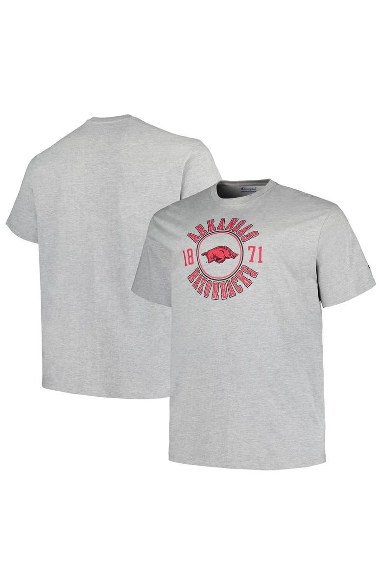 Champion Men's Champion Heather Gray Arkansas Razorbacks Big & Tall Circle Logo T-Shirt, Main, color, 
