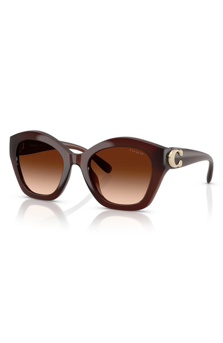 COACH 57mm Irregular Round Sunglasses, Alternate, color, Milky Hazelnut / Brown